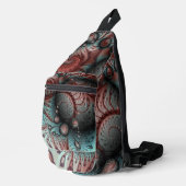 抽象芸術鮮やかなファンタジーフラクタルアートブラウンブルー スリングバッグ (右コーナー)