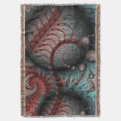 抽象芸術鮮やかなファンタジーフラクタルアートブラウンブルー スローブランケット (正面縦)