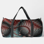 抽象芸術鮮やかなファンタジーフラクタルアートブラウンブルー ダッフルバッグ (正面)