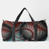 抽象芸術鮮やかなファンタジーフラクタルアートブラウンブルー ダッフルバッグ (裏面)
