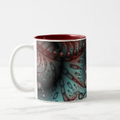 抽象芸術鮮やかなファンタジーフラクタルアートブラウンブルー ツートーンマグカップ (左)