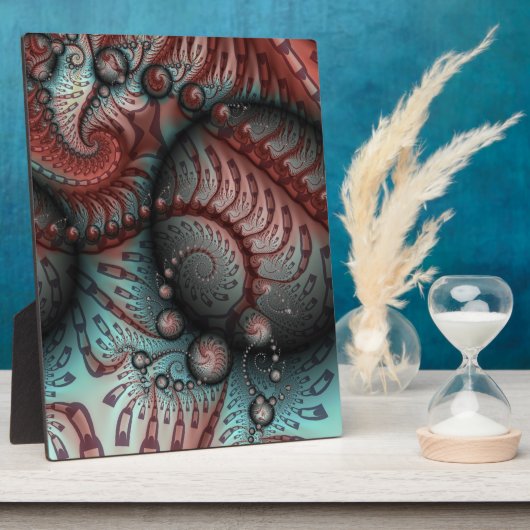 抽象芸術鮮やかなファンタジーフラクタルアートブラウンブルー フォトプラーク (側面)