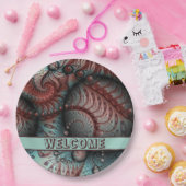 抽象芸術鮮やかなファンタジーフラクタルアートブラウンブルー ペーパープレート (パーティー)