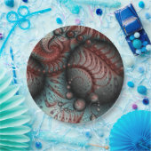 抽象芸術鮮やかなファンタジーフラクタルアートブラウンブルー ペーパープレート (パーティー)