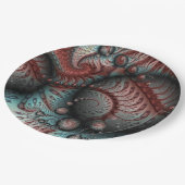 抽象芸術鮮やかなファンタジーフラクタルアートブラウンブルー ペーパープレート (アングル)