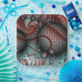 抽象芸術鮮やかなファンタジーフラクタルアートブラウンブルー ペーパープレート (パーティー)