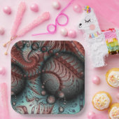 抽象芸術鮮やかなファンタジーフラクタルアートブラウンブルー ペーパープレート (パーティー)