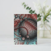 抽象芸術鮮やかなファンタジーフラクタルアートブラウンブルー ポストカード (スタンド正面)