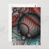 抽象芸術鮮やかなファンタジーフラクタルアートブラウンブルー ポストカード (正面/裏面)