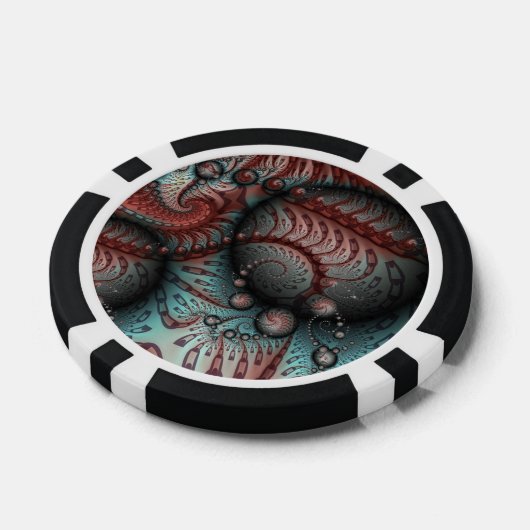 抽象芸術鮮やかなファンタジーフラクタルアートブラウンブルー ポーカーチップ (シングル)