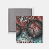 抽象芸術鮮やかなファンタジーフラクタルアートブラウンブルー マグネット (正面/裏面)