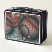 抽象芸術鮮やかなファンタジーフラクタルアートブラウンブルー メタルランチボックス (裏面)