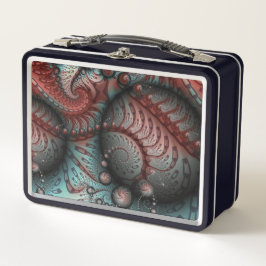 抽象芸術鮮やかなファンタジーフラクタルアートブラウンブルー メタルランチボックス