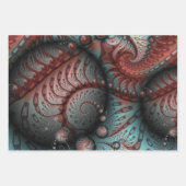 抽象芸術鮮やかなファンタジーフラクタルアートブラウンブルー ラッピングペーパーシート (正面2)