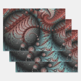 抽象芸術鮮やかなファンタジーフラクタルアートブラウンブルー ラッピングペーパーシート