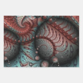 抽象芸術鮮やかなファンタジーフラクタルアートブラウンブルー ラッピングペーパーシート (正面2)