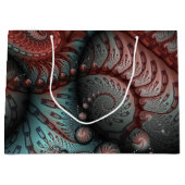 抽象芸術鮮やかなファンタジーフラクタルアートブラウンブルー ラージペーパーバッグ (正面)