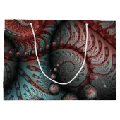 抽象芸術鮮やかなファンタジーフラクタルアートブラウンブルー ラージペーパーバッグ (裏面)