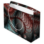 抽象芸術鮮やかなファンタジーフラクタルアートブラウンブルー ラージペーパーバッグ (裏面アングル)