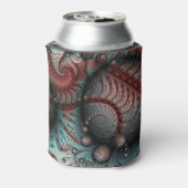 抽象芸術鮮やかなファンタジーフラクタルアートブラウンブルー 缶クーラー (缶裏面)