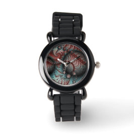 抽象芸術鮮やかなファンタジーフラクタルアートブラウンブルー 腕時計