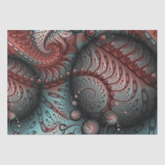 抽象芸術鮮やかなファンタジーフラクタルアートブラウンブルー 薄葉紙 (正面)