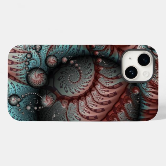 抽象芸術鮮やかなファンタジーフラクタルアートブラウンブルー Case-Mate iPhoneケース (裏面 (横))