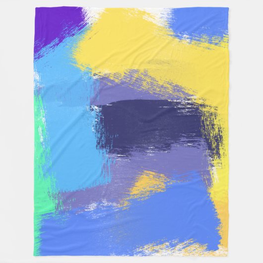 抽象芸術鮮やかなブラシストローク フリースブランケット (正面)