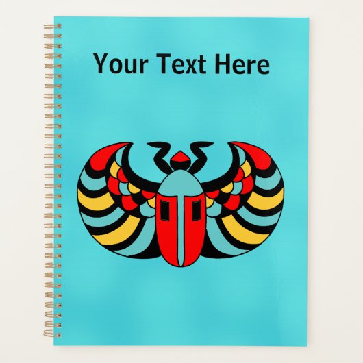 抽象芸術鮮やかな色のスカラブカブトムシのアクアブルー プランナー手帳 (正面)