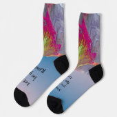 抽象芸術鮮やかな色の花とメッセージ付き2 ソックス (左)
