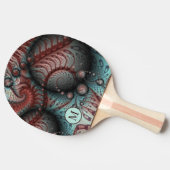 抽象芸術鮮やかな青ファンタジーフラクタルアートモノグラム 卓球ラケット (横)