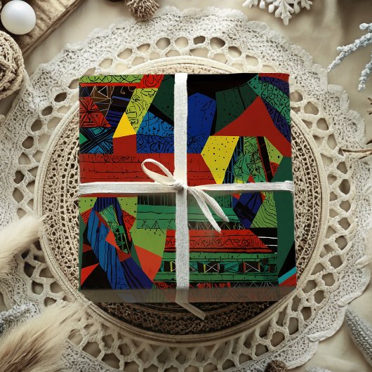 抽象芸術鮮やかのアフリカ系アメリカ人ギフト ラッピングペーパー