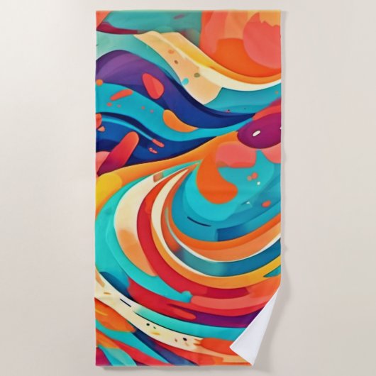 抽象芸術鮮やかの夢の風景 ビーチタオル (正面)