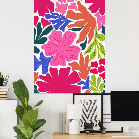 抽象芸術鮮やかの明るいはっきりしたとフローラウォールアート ポスター (ホームオフィス)