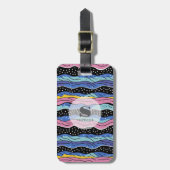 抽象芸術鮮やかの波線(水玉模様あり) ラゲッジタグ (正面縦)