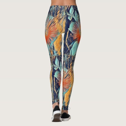 抽象芸術鮮やかアートゲルベラ数々のフローラカラー レギンス (裏面)