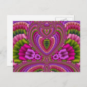 抽象芸術鮮やかカラフルフラクタルハート ポストカード (正面/裏面)