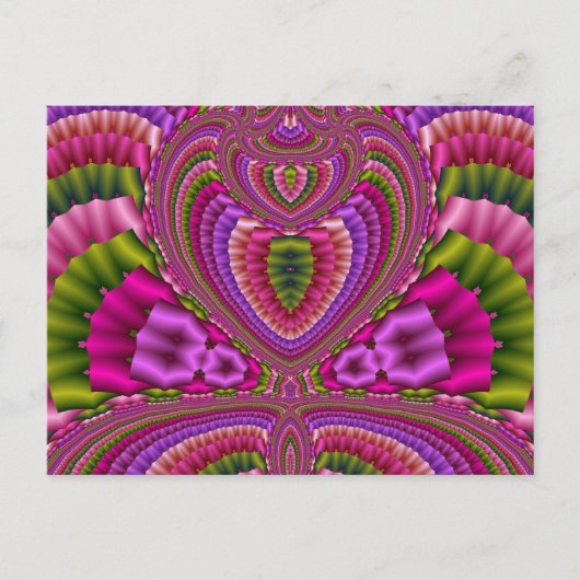 抽象芸術鮮やかカラフルフラクタルハート ポストカード (正面)