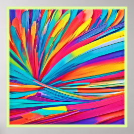 抽象芸術鮮やかカラーバースト ポスター