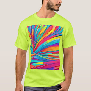 抽象芸術鮮やかカラーバースト Tシャツ