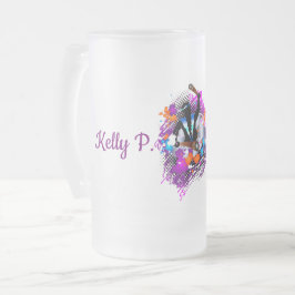 抽象芸術鮮やかカーニバル フロストグラスビールジョッキ