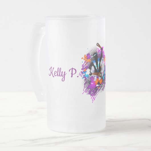 抽象芸術鮮やかカーニバル フロストグラスビールジョッキ (正面左)