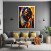 抽象芸術鮮やかキュビズムポートレートアート ポスター