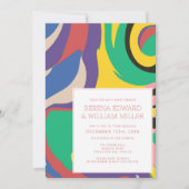 抽象芸術鮮やかシェイプシ結婚ック 招待状 (正面)