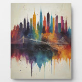 抽象芸術鮮やかスカイラインシティスケープ フォトプラーク (正面)