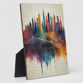 抽象芸術鮮やかスカイラインシティスケープ フォトプラーク (側面)