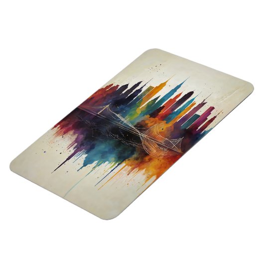 抽象芸術鮮やかスカイラインシティスケープ マグネット (左側)