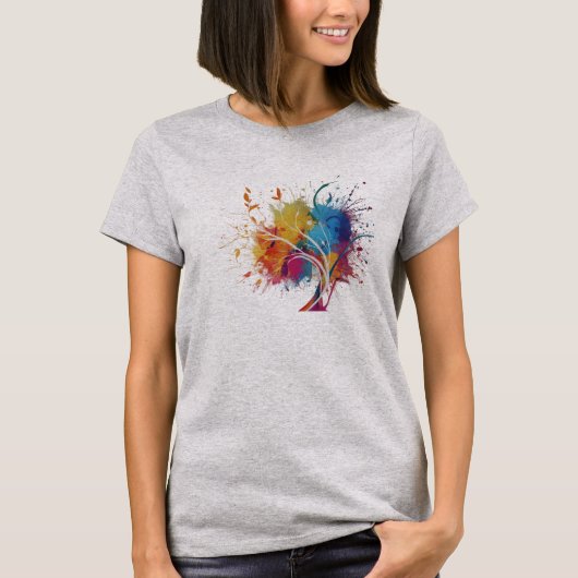 抽象芸術鮮やかスプラッシュツリーアートデザイン Tシャツ (正面)