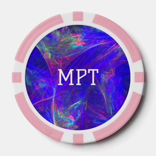 抽象芸術鮮やかスワーズオブピンクブルースグリーン ポーカーチップ (正面)