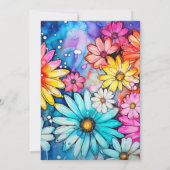 抽象芸術鮮やかデイジーフラワーバースデーパーティー 招待状 (裏面)